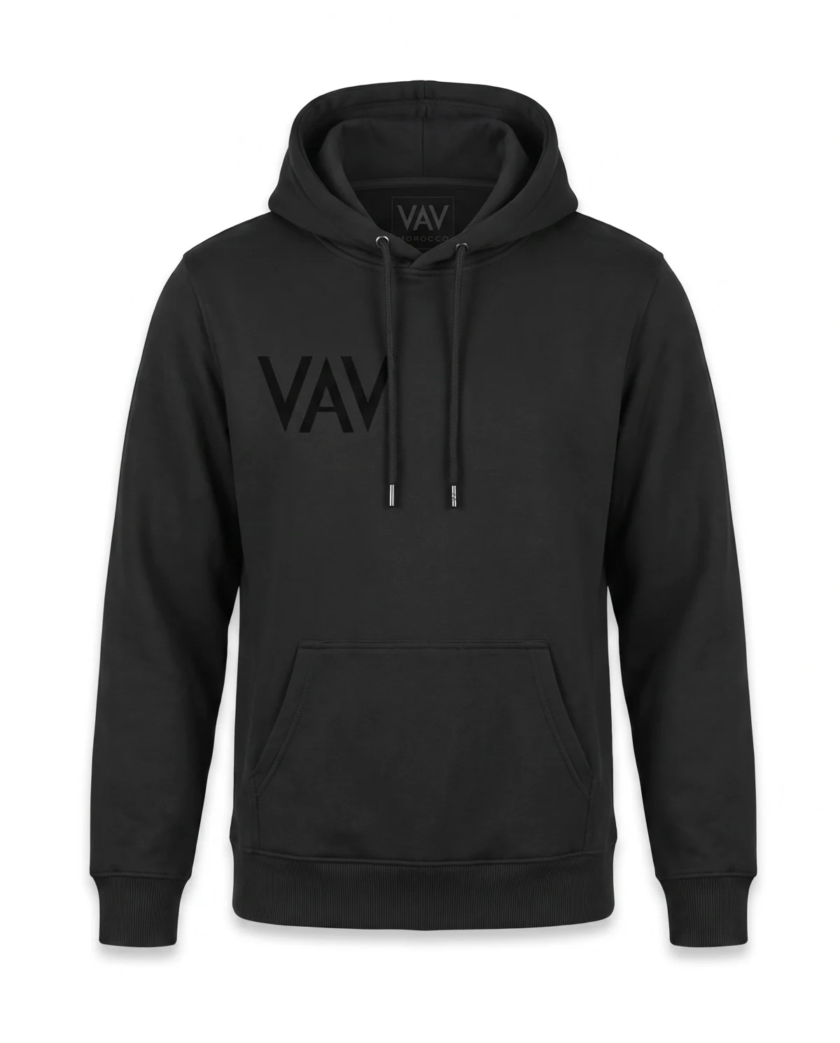 VAV heavyweight black hoodie with tonal chest mark